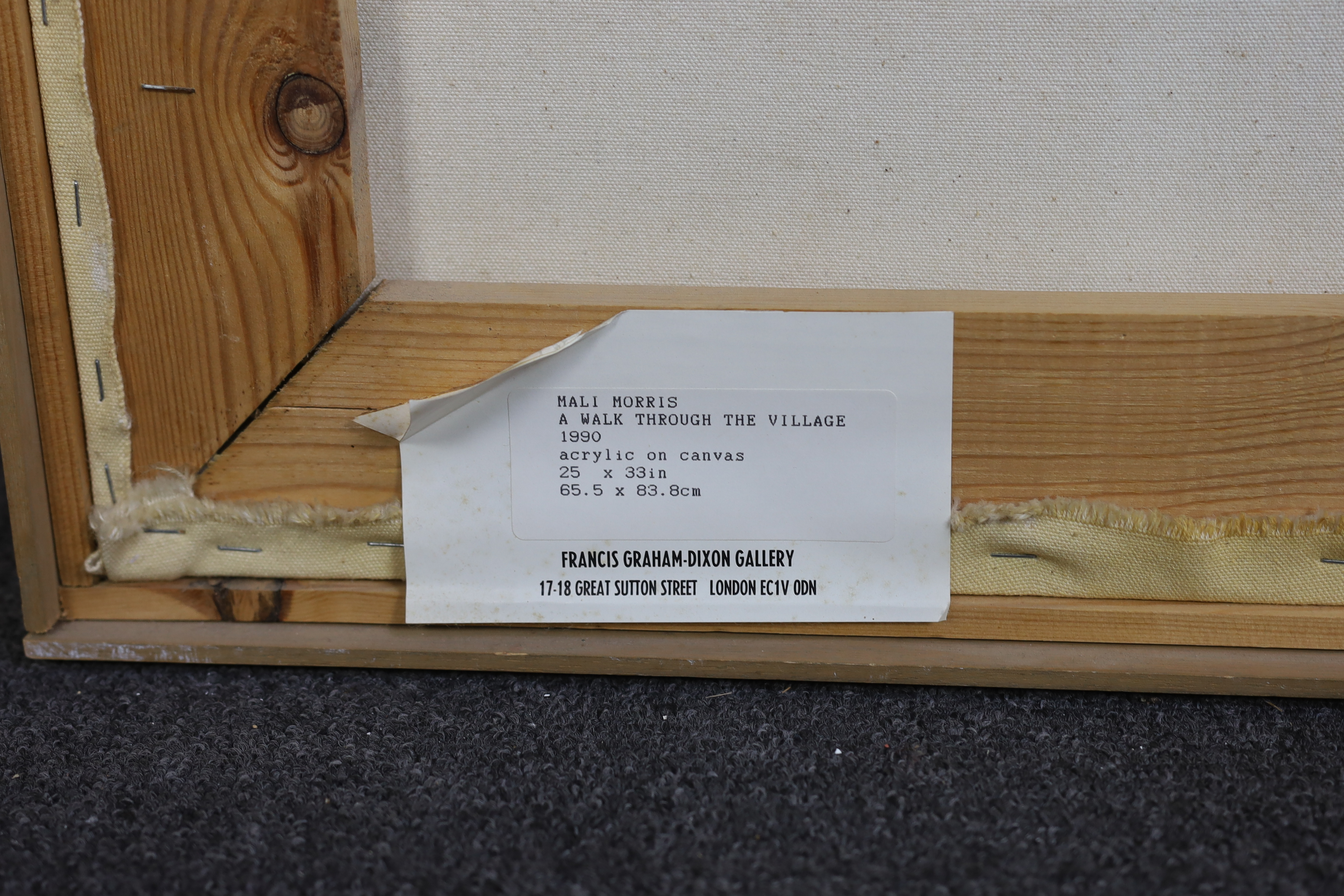 Mali Morris (English, b.1945), 'A walk through the village', acrylic on canvas, 65.5 x 84cm